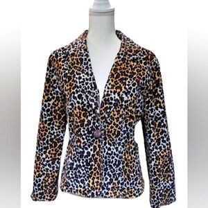 Leopard Print Corduroy Blazer w/Red Lining. Sz 10/12